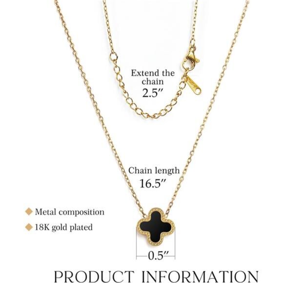 2 18K Gold Clover Pendant Necklace for Women Lucky Four Leaf Clover Necklace - Picture 2 of 5